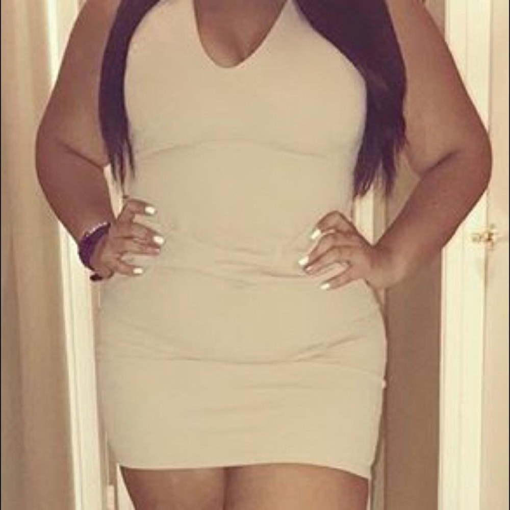 Tan skin tight dress